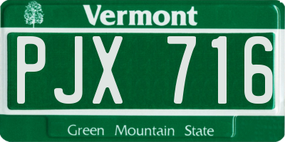 VT license plate PJX716