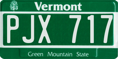 VT license plate PJX717