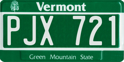 VT license plate PJX721