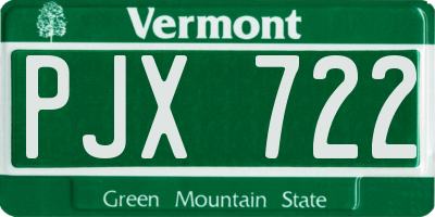 VT license plate PJX722