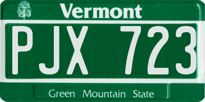 VT license plate PJX723