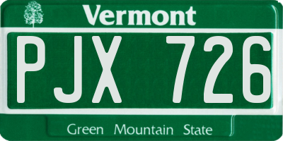 VT license plate PJX726