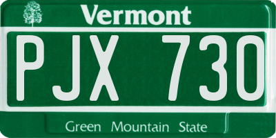 VT license plate PJX730