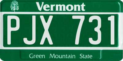 VT license plate PJX731