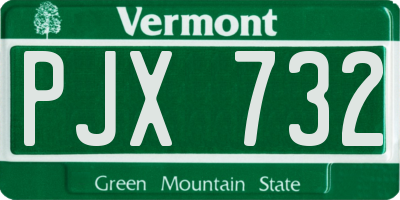 VT license plate PJX732