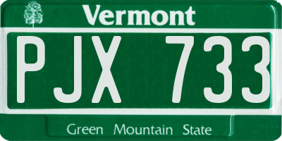 VT license plate PJX733
