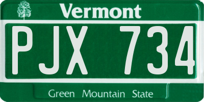 VT license plate PJX734