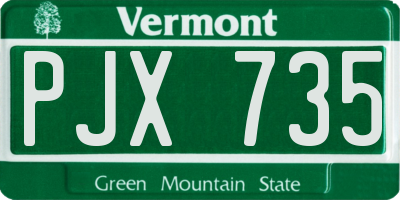 VT license plate PJX735