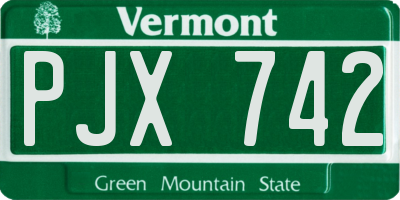 VT license plate PJX742