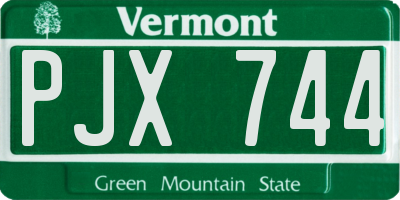 VT license plate PJX744