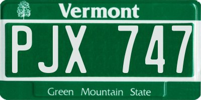 VT license plate PJX747