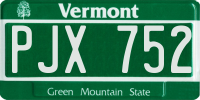 VT license plate PJX752