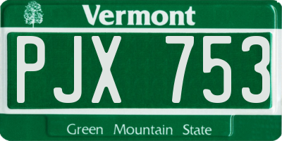 VT license plate PJX753