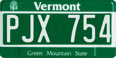 VT license plate PJX754
