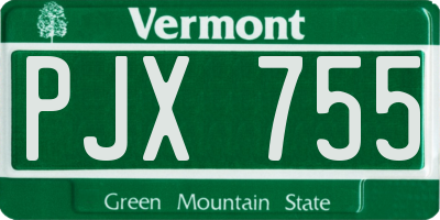 VT license plate PJX755