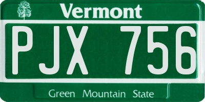 VT license plate PJX756