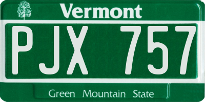 VT license plate PJX757