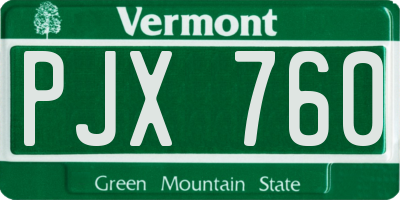 VT license plate PJX760