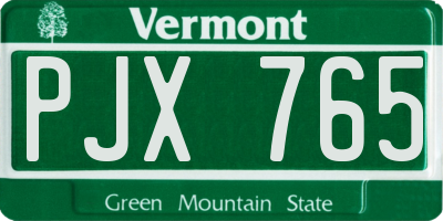 VT license plate PJX765