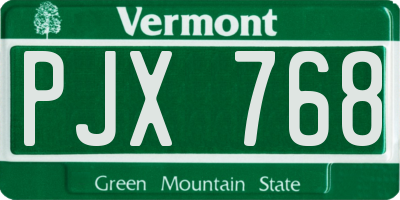 VT license plate PJX768