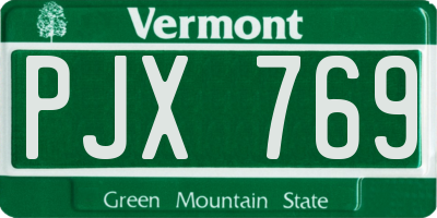 VT license plate PJX769