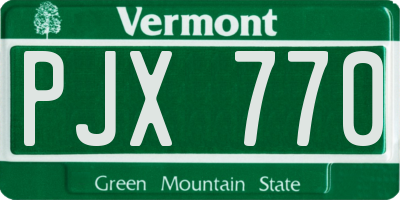 VT license plate PJX770