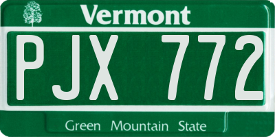 VT license plate PJX772