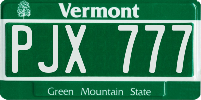 VT license plate PJX777