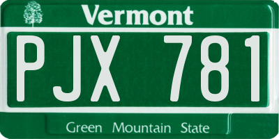 VT license plate PJX781