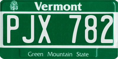 VT license plate PJX782