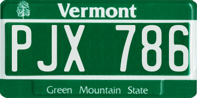 VT license plate PJX786