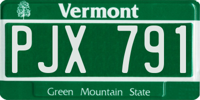 VT license plate PJX791