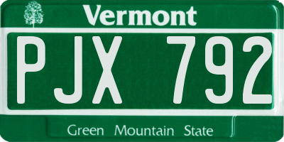 VT license plate PJX792