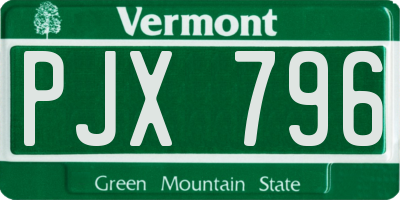 VT license plate PJX796