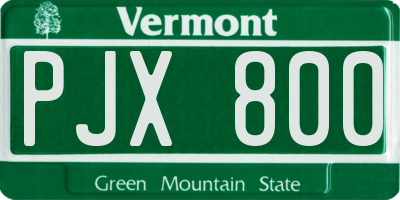 VT license plate PJX800