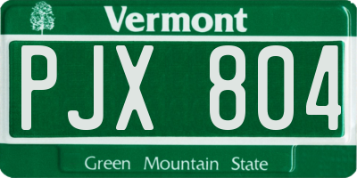 VT license plate PJX804
