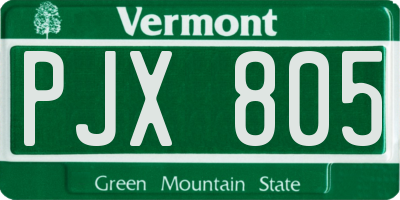VT license plate PJX805