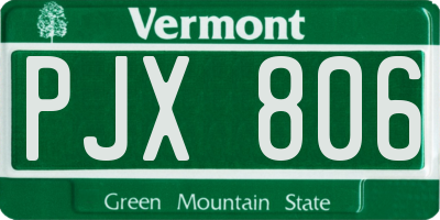 VT license plate PJX806