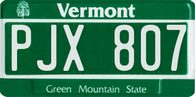 VT license plate PJX807