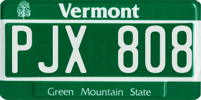 VT license plate PJX808