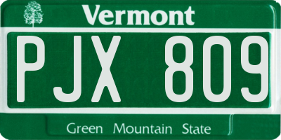 VT license plate PJX809