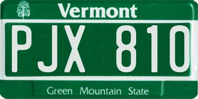 VT license plate PJX810