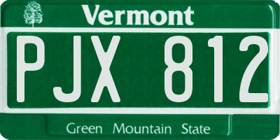 VT license plate PJX812