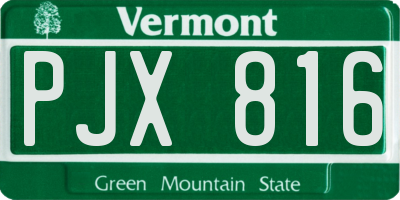 VT license plate PJX816