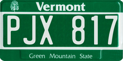 VT license plate PJX817