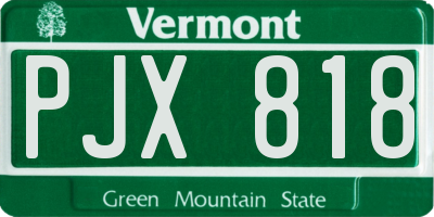 VT license plate PJX818