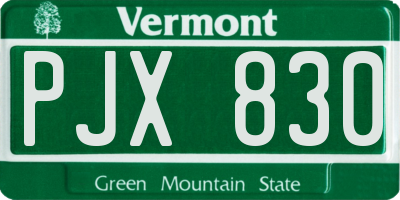 VT license plate PJX830