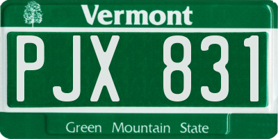 VT license plate PJX831