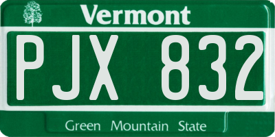 VT license plate PJX832