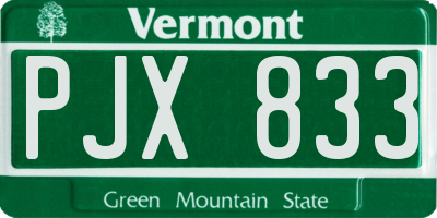 VT license plate PJX833